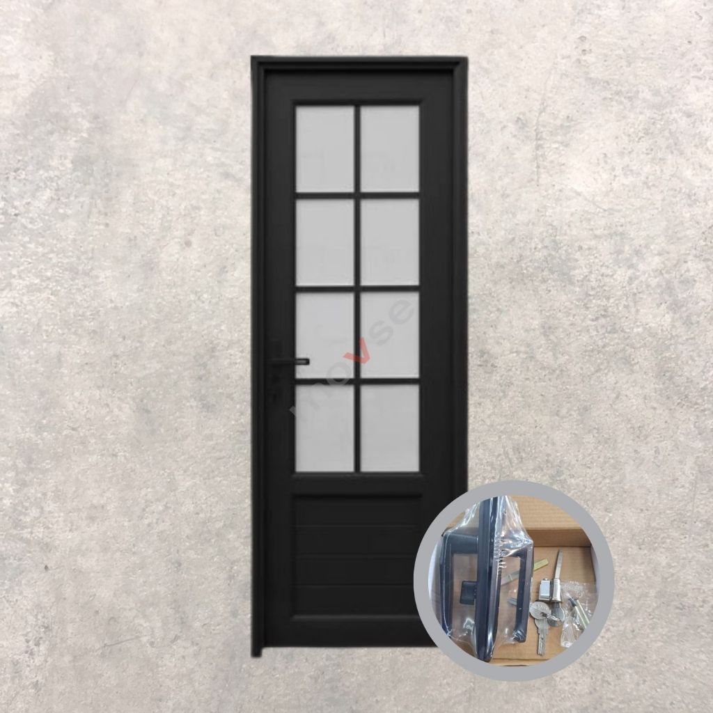 Pintu Icepol IC-009FD - Pintu UPVC 70 x 200 cm Hitam