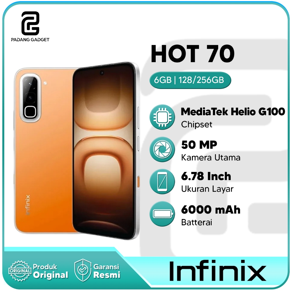 Infinix Hot 70 6/128GB 6/256GB 8/128GB HP Android Smartphone Baru Garansi Resmi