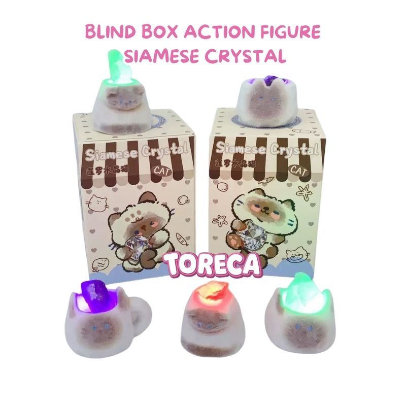 TORECA SIAMESE CRYSTAL BLIND BOX GACHA MISTERI MYSTERY BOX ACTION FIGURE MINI FIGUR SIAMESE KUCING L
