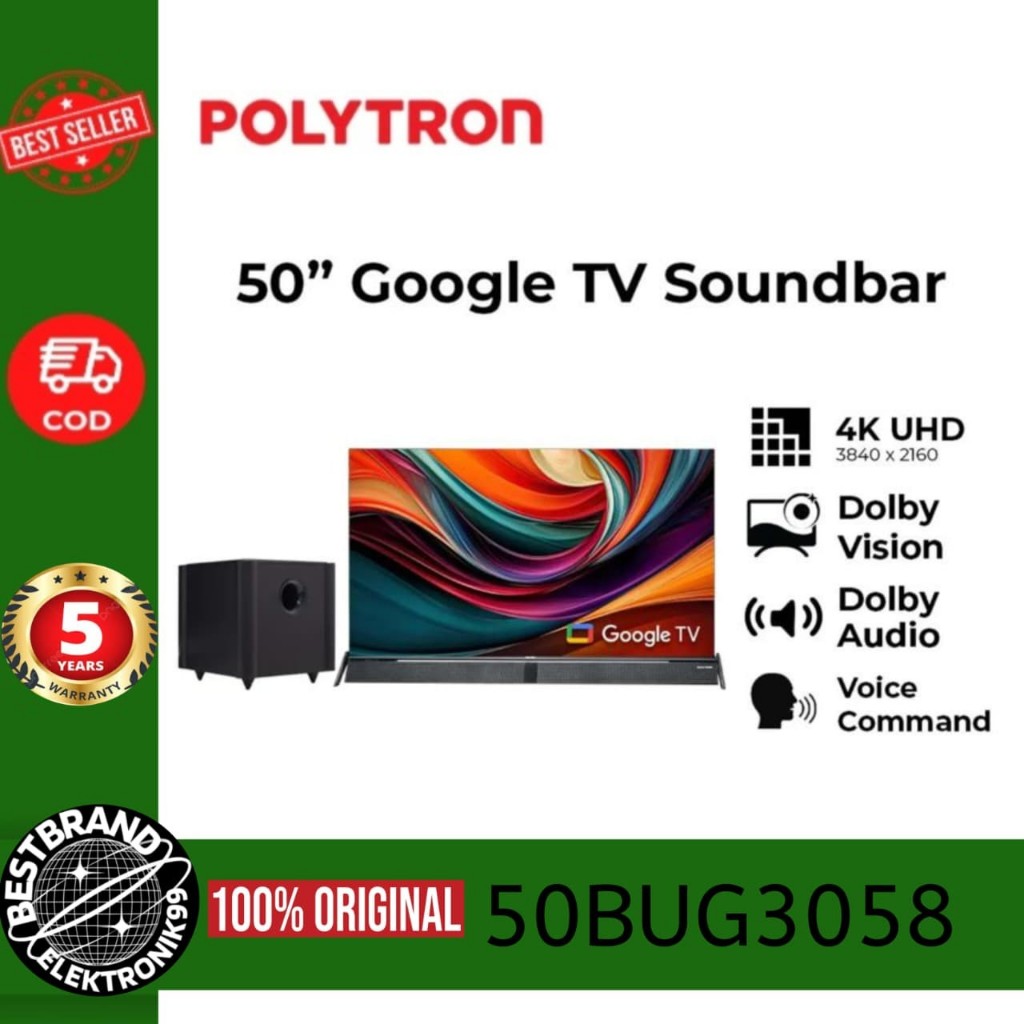 POLYTRON 50BUG3058 LED 50 INCH UHD 4K GOOGLE TV CINEMAX SOUNDBAR PLD50BUG3058 50 BUG 3058 BUG3058