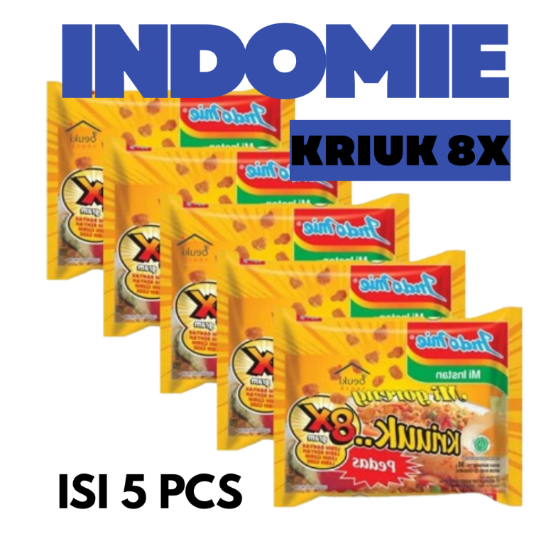 Isi 5 Indomie Kriuk Pedas 8X Mie Instan Goreng 90gram Nikmat Dengan Extra Kriuk