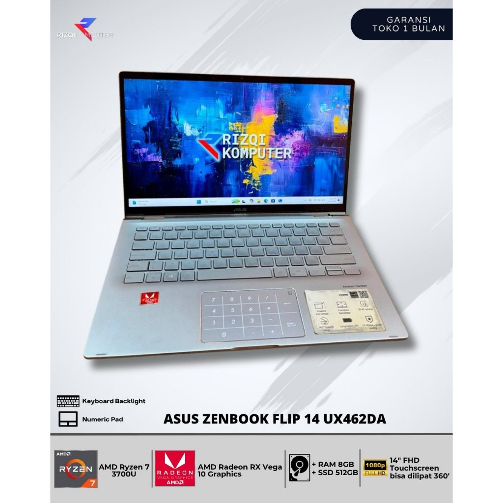 Asus ZenBook Flip 14 UX462DA AMD Ryzen 7 3700U RAM 8GB SSD 512GB mjk