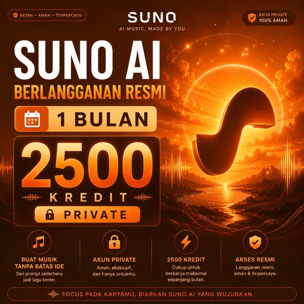 Suno AI Pro Plan Private 1 Bulan – Akun Premium Resmi