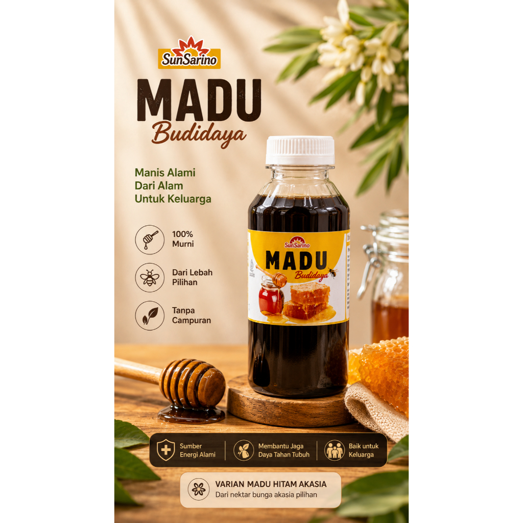 SunSarino Madu Hitam Akasia 200ml Madu Asli Herbal Diet Detox JSR