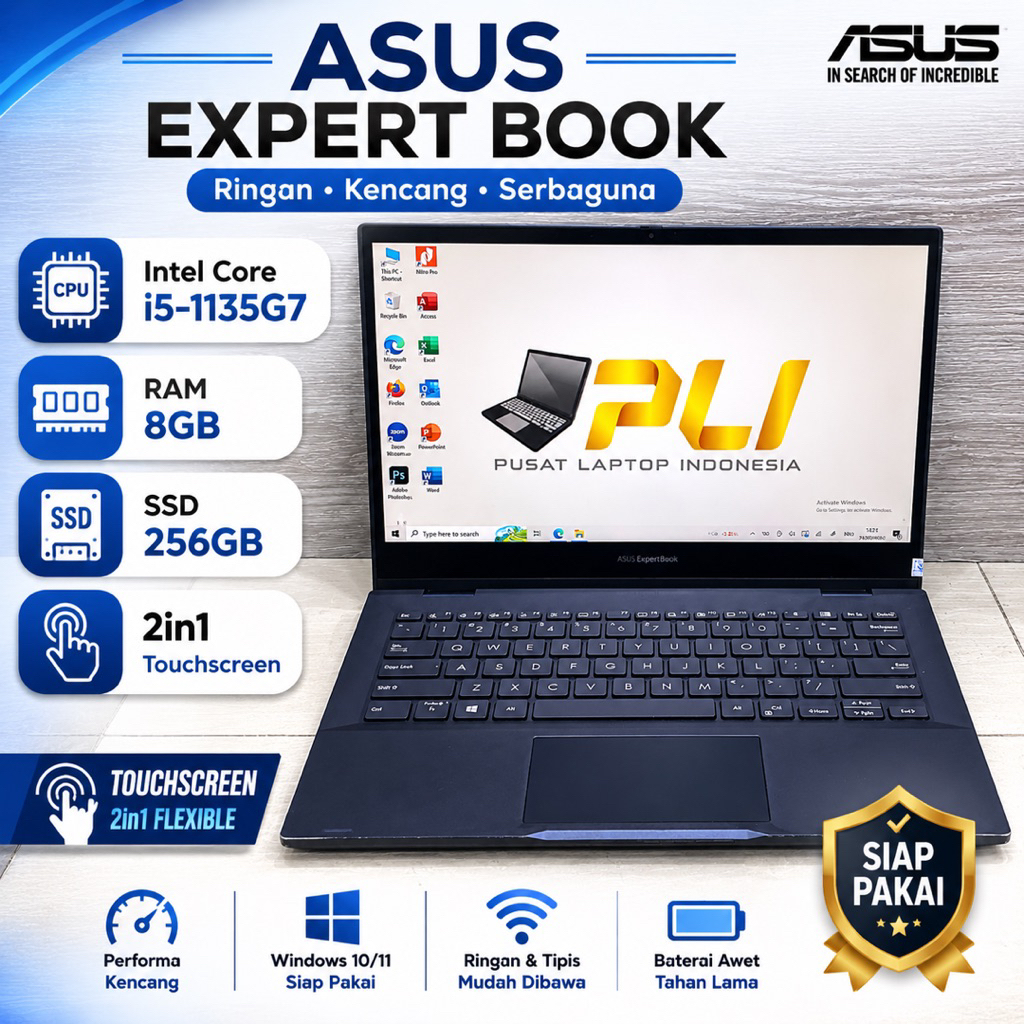 Asus ExpertBook 2in1 Touchscreen,Flip 360°-Siap Pakai