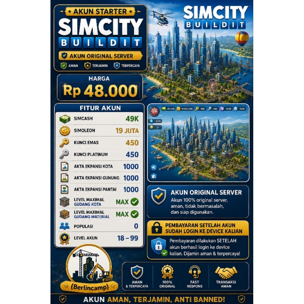 Akun strater simcity buildit original server
