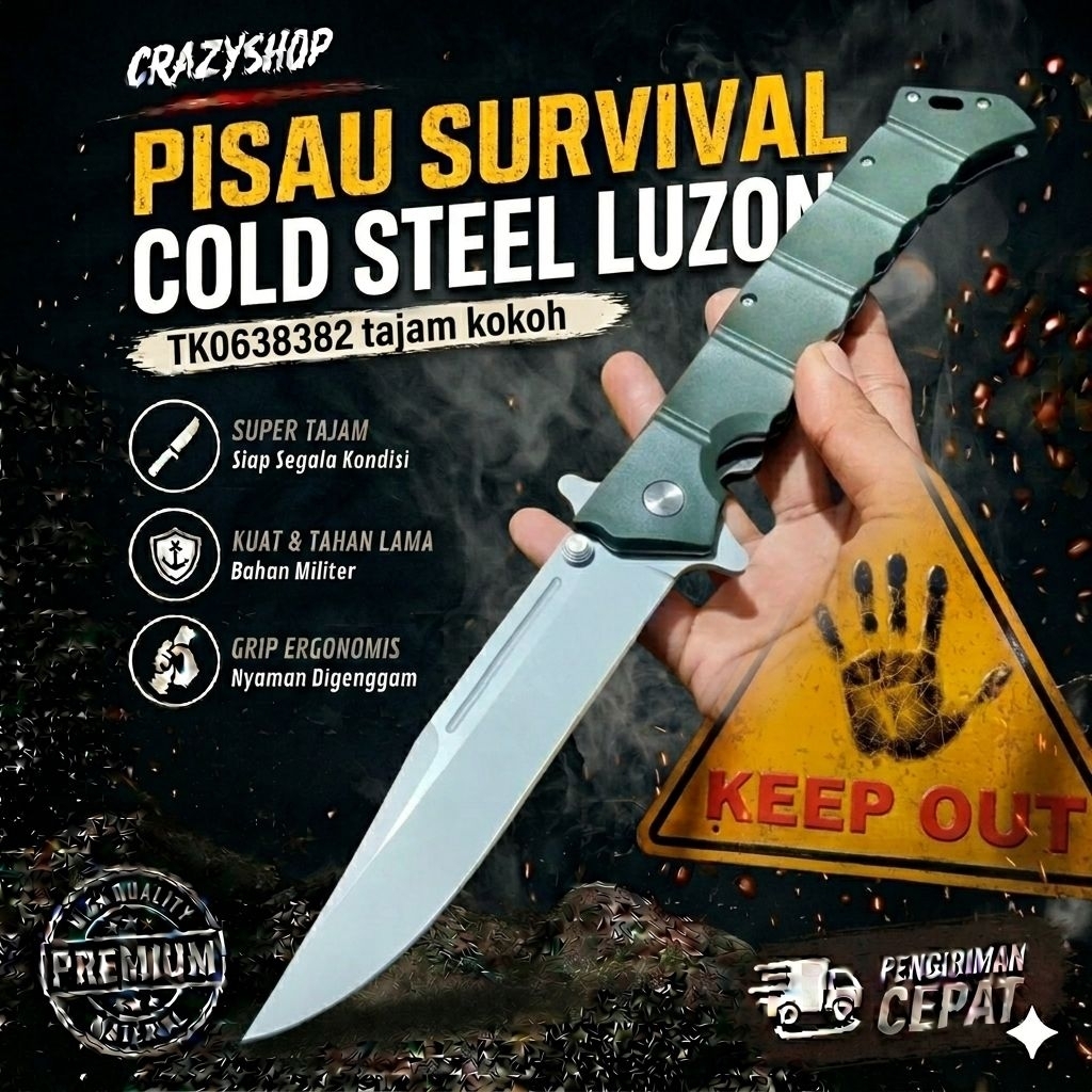 Pisau Survival Lipat Cold Steel Luzon " Solid Anti Karat