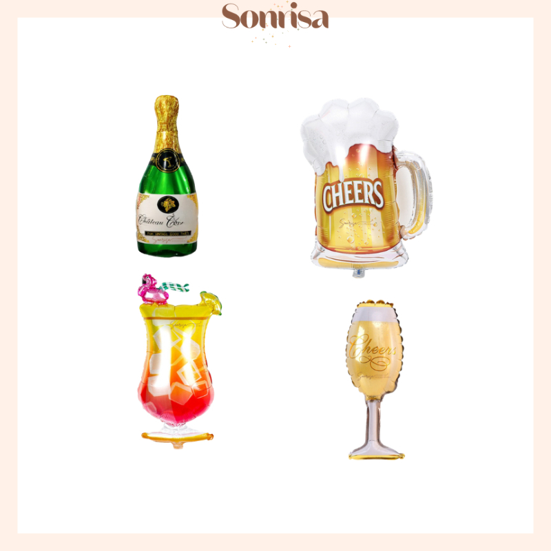 SONRISA - Balon Foil Gelas Minuman Party / Balon Botol Jumbo