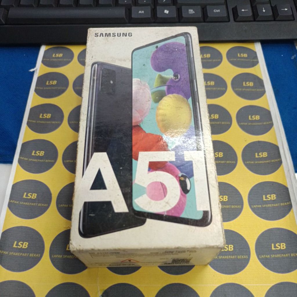 DUS BOX HANDPHONE SAMSUNG A51 A515F BLACK 6/128 ORIGINAL BEKAS