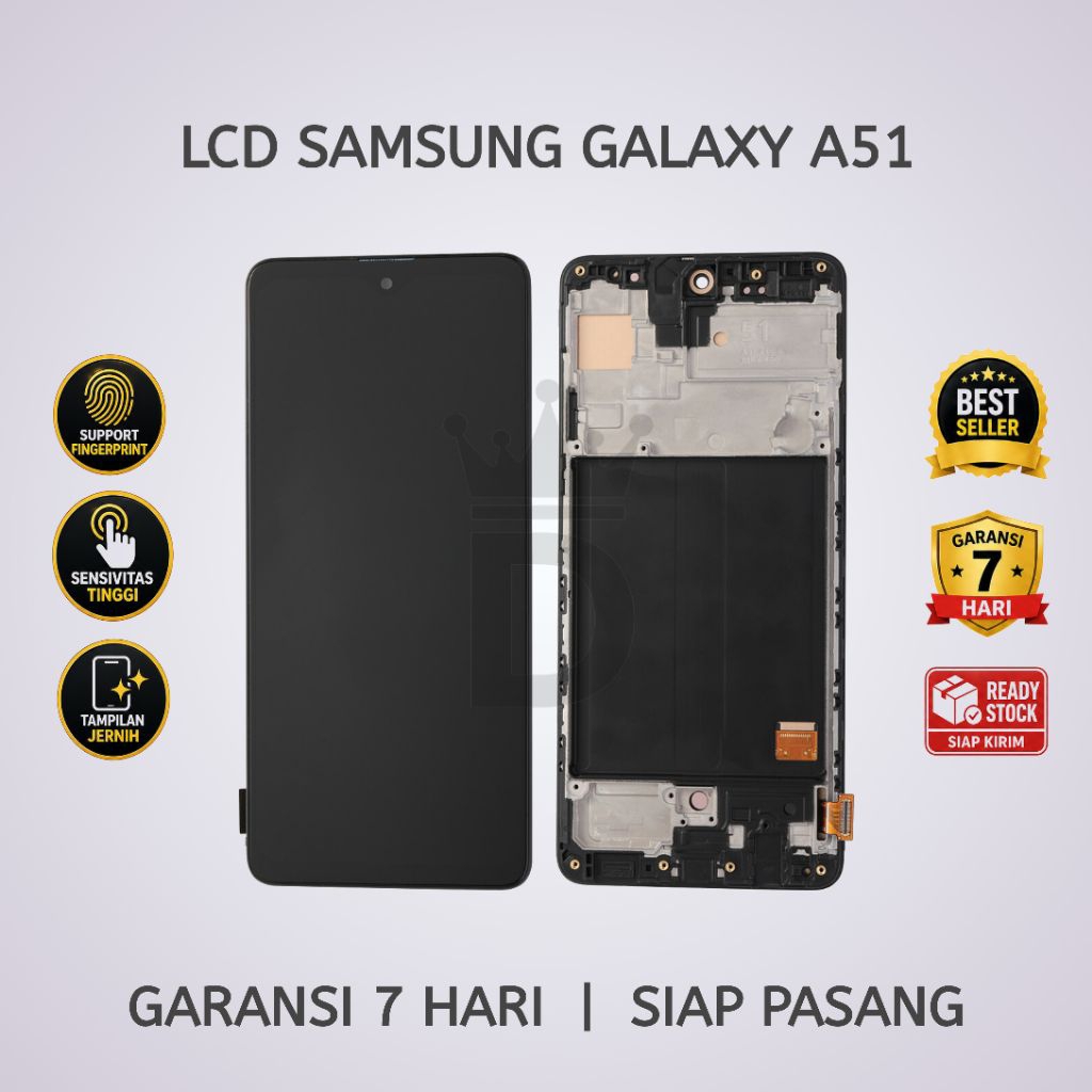 LCD TOUCHSCREEN SAMSUNG A51 OLED FINGERPRINT FULLSET + FRAME