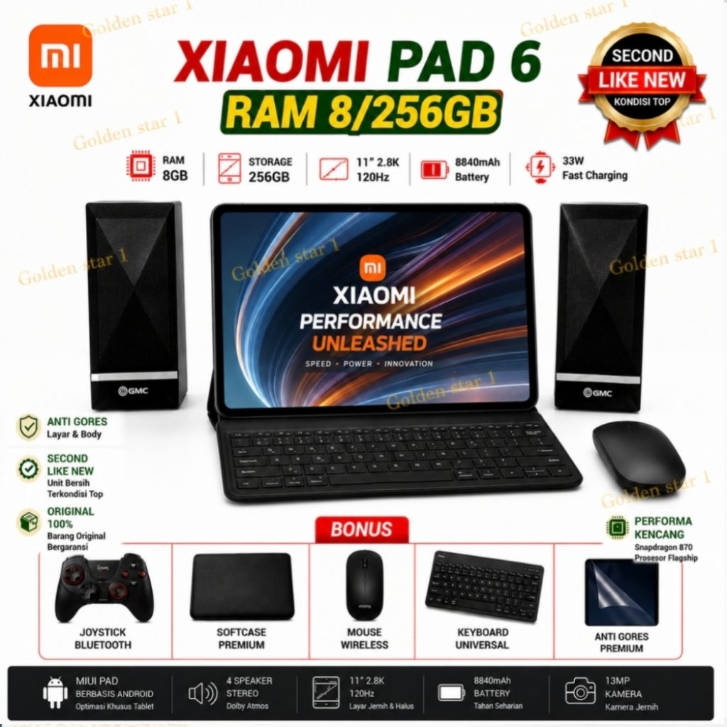 Xiaomi Pad 6 8/256GB Second Like New Tablet Gaming Bonus Keyboard Softcase