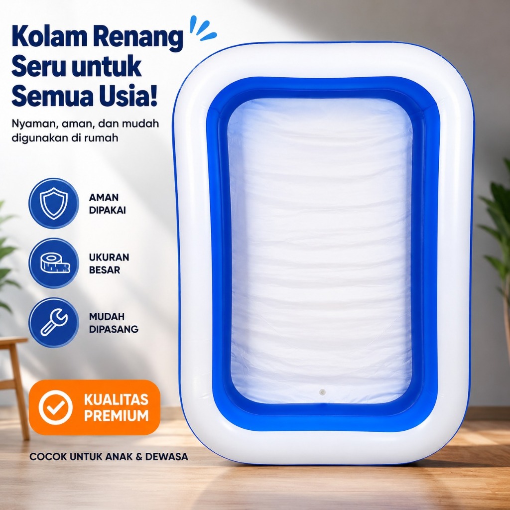 Kolam Renang Anak Jumbo 3 Ring Tebal SNI – Kolam Renang Portable Dewasa Kolam Tiup Anti Bocor