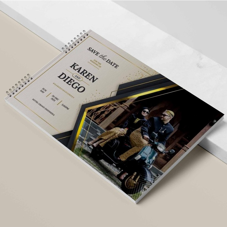 BUKU TAMU PERNIKAHAN HARD COVER DESIGN TEMPLATE JILID SPIRAL CETAK FULL COLOUR