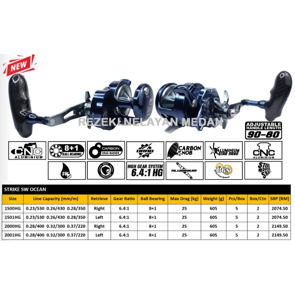Reel Jigging G-TECH Strike Ocean SW 1501HG / 2001HG