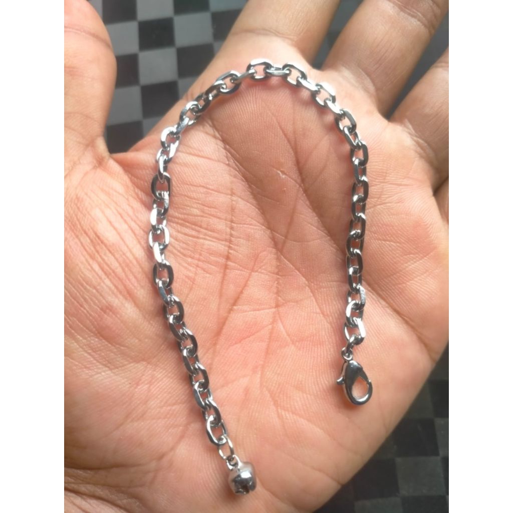 gelang tangan polos silver pria wanita titanium
