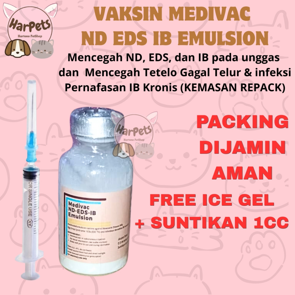 VAKSIN ND EDS IB EMULSION FREE SPUIT 1CC KEMASAN REPACK 10ML 20ML - 3x Lebih Efektif Mencegah Tetelo