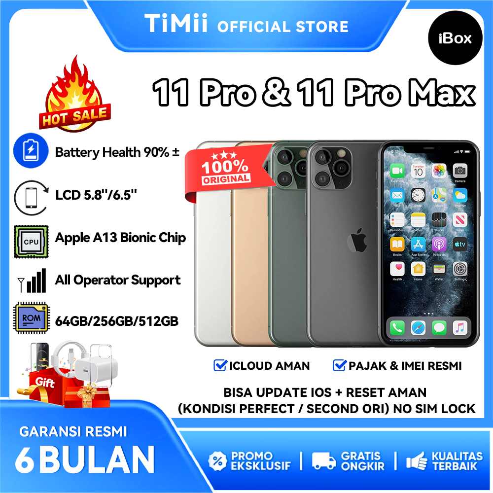 iPhone 11 Pro / 11 Pro Max 100% Original iBOX iP 11 Pro Max Second Bekas 64GB 256G Secure Network No