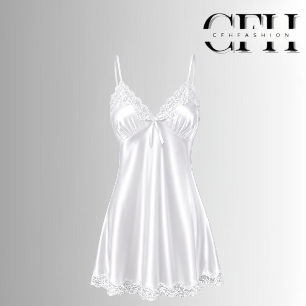 CFH Baju Tidur Piyama Daster Wanita Korea Sexy Mini Dress Women Silk Satin BT003 Dewasa