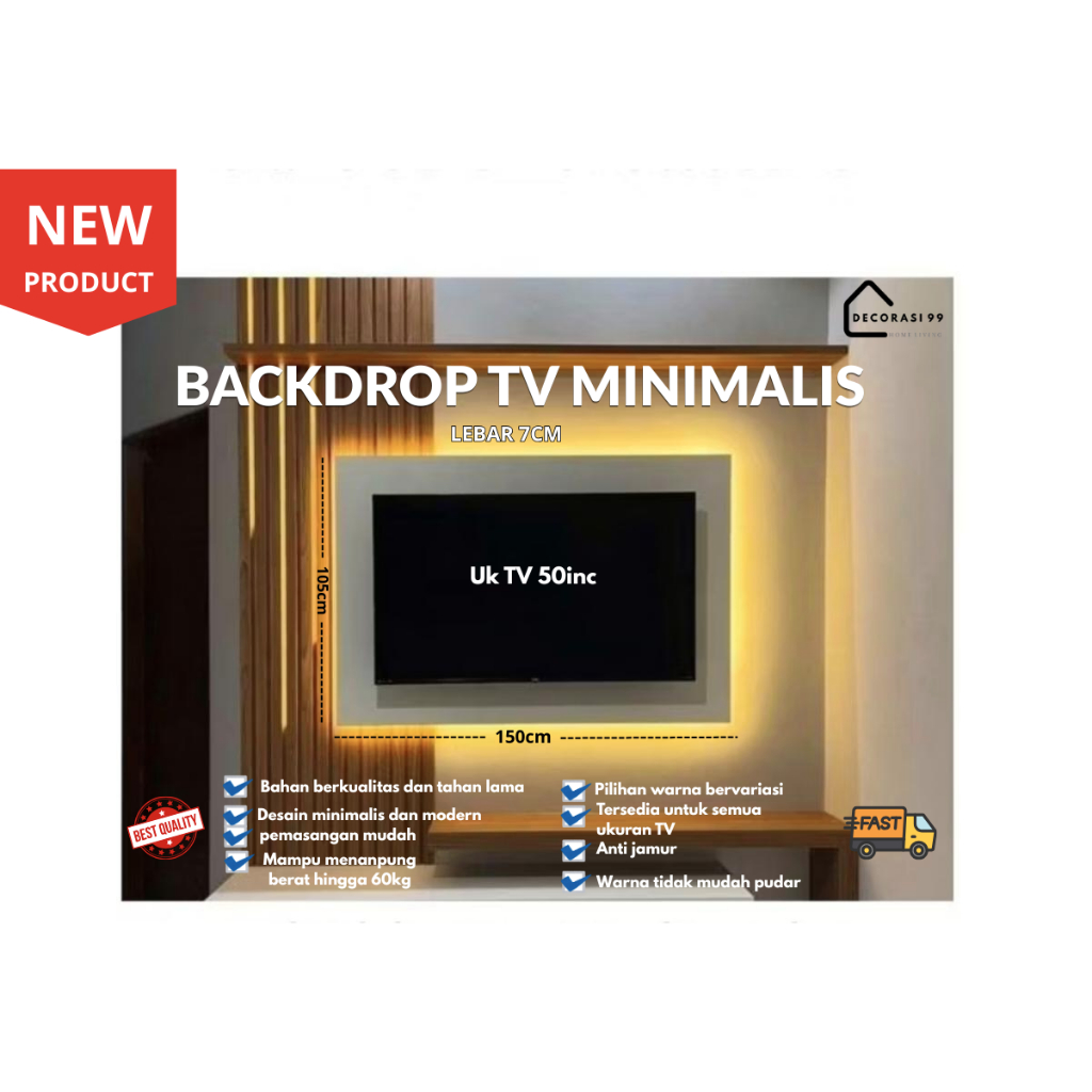 BACKDROP TV MINIMALIS MODERN (VARIASI LEBAR 7CM) // BACKDROP TV ESTETIK