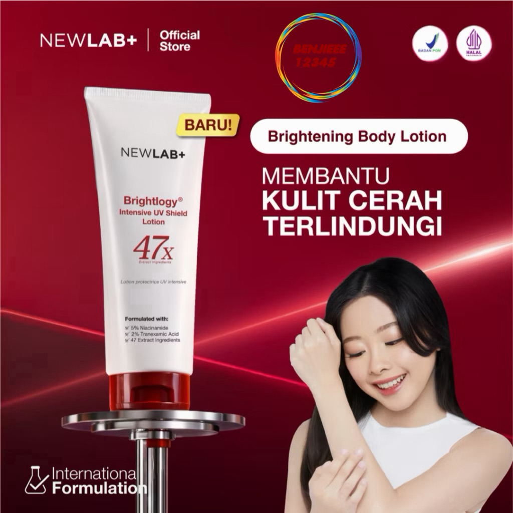 Newlab body lotion 47x aha brightogy intensive uv shiled lotion brightening pencerah kulit Newlab+ N