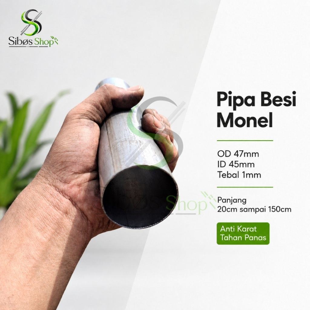 Pipa Besi Monel OD 47mm ID 45mm Tebal 1mm Panjang 20cm sampai 150cm