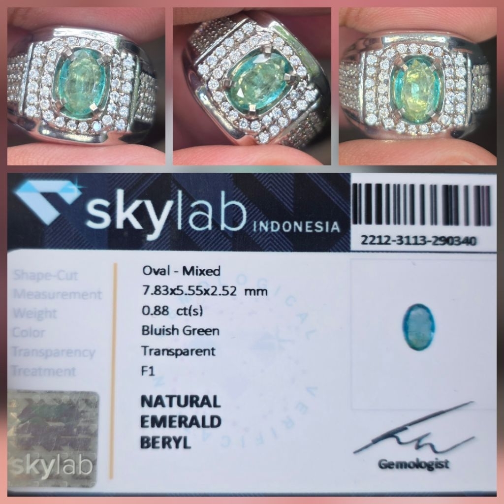 Batu Zamrud Green Emerald Minor Memo 0.88 crt