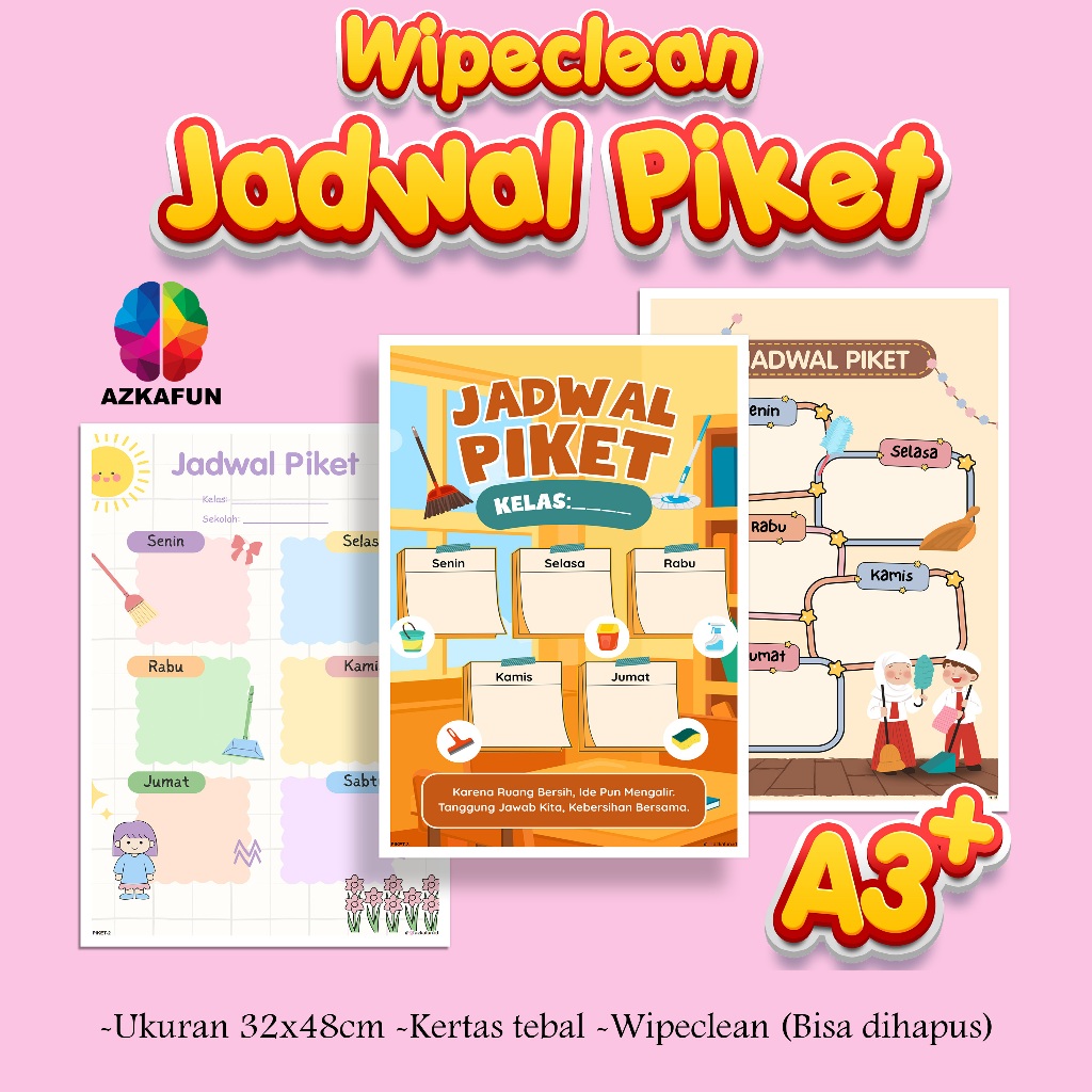 Poster Jadwal Piket - Best seller poster piket sekolah - jadwal piket kelas