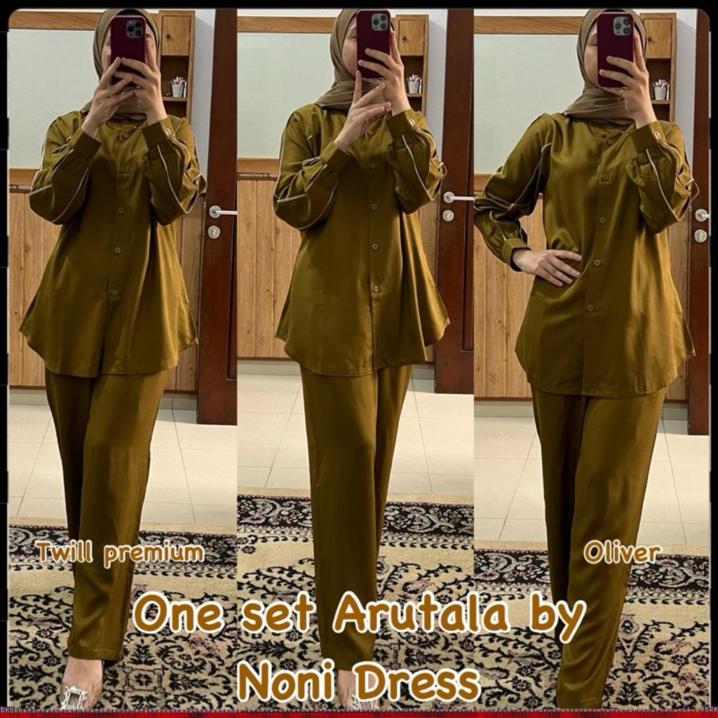 ReenaDaily SET ARUTALA BY NONI DRESS Setelan Celana Daster Arab Rayon Twill Premium Busui Friendly O