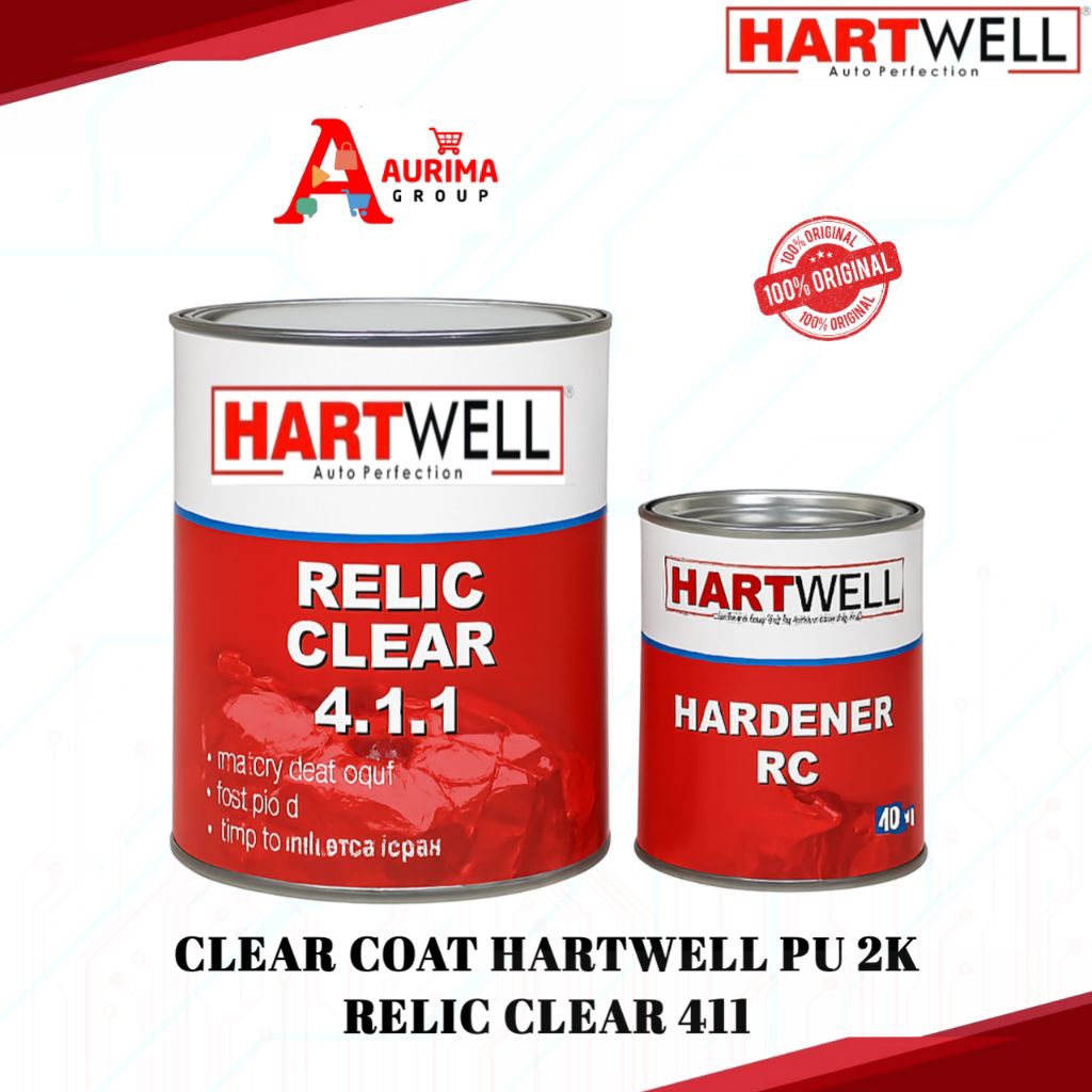 CLEAR COAT PU 2K RELIC CLEAR 411 500ML SET HARTWELL - CAT MOBIL CAT PERNIS CAT FINISHING BERKUALITAS