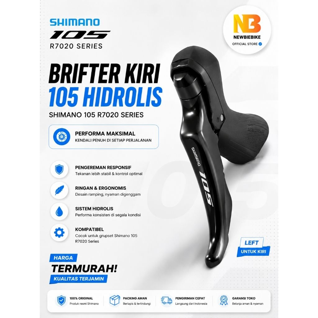 Brifter Shimano 105 hidrolis R7020 R7025 Left / Kiri / 2 speed Hydraulic Brifter Original Japan