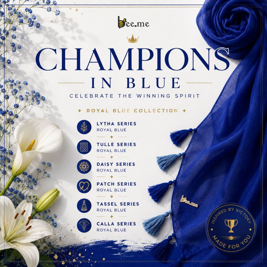 Beeme Scarves | CHAMPIONS IN BLUE - Royal Blue Series - Lytha - Calla - Tulle - Daisy - Patch - Tass