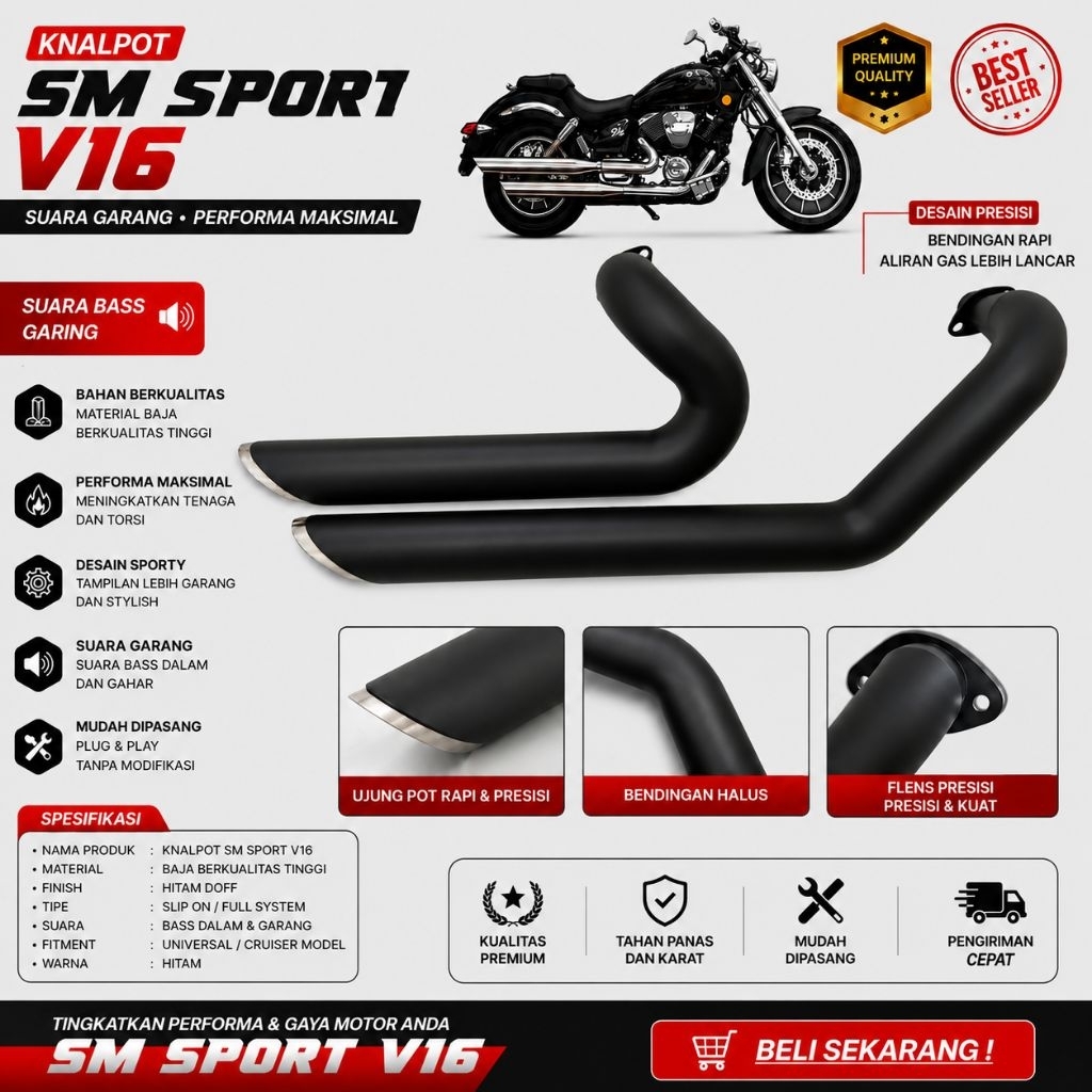KNALPOT SM SPORT V16 MALAYSIA KNALPOT V16 SM SPORT