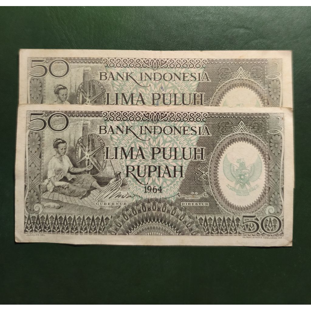 uang 50 rupiah thn 1964 bekas beredar bagus asli