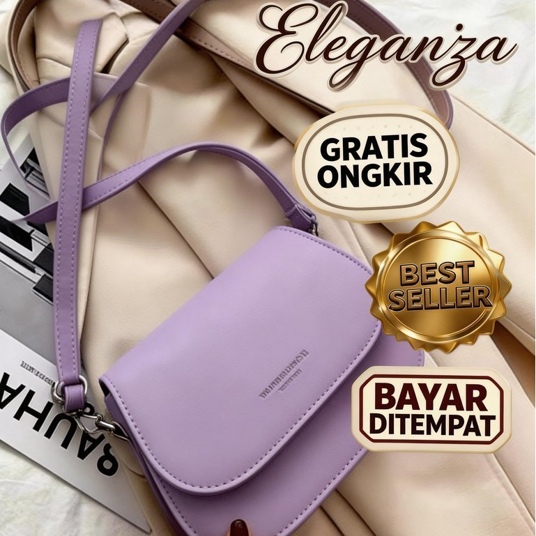 [Eleganza] Tas Selempang Wanita Premium Kulit Sintetis Awet & Tahan Lama Lilac