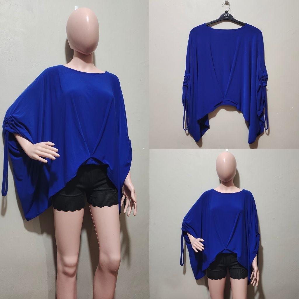 Royal blue batwing blouse batwing blue blouse biru warna royal blue blouse kelelawar model kelelawar