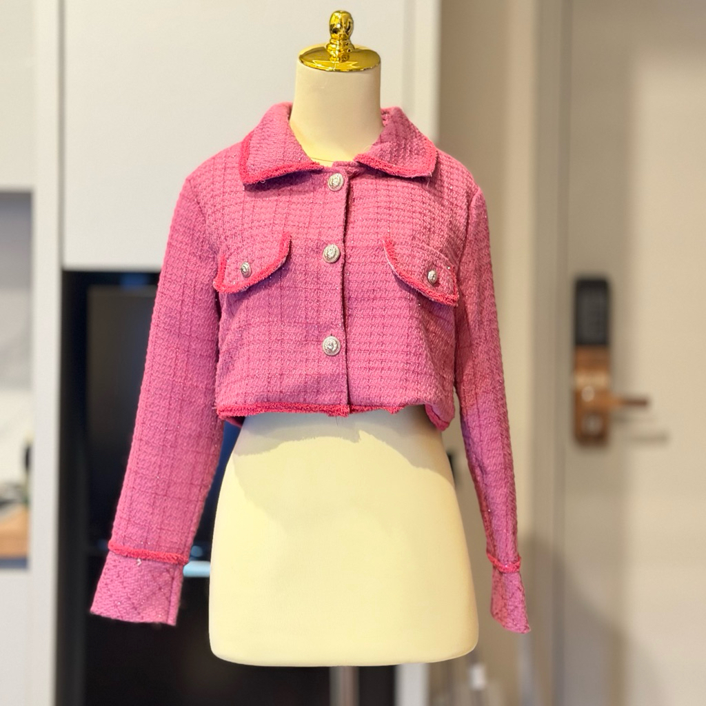 CROP TWEED PINK GLITER (New)