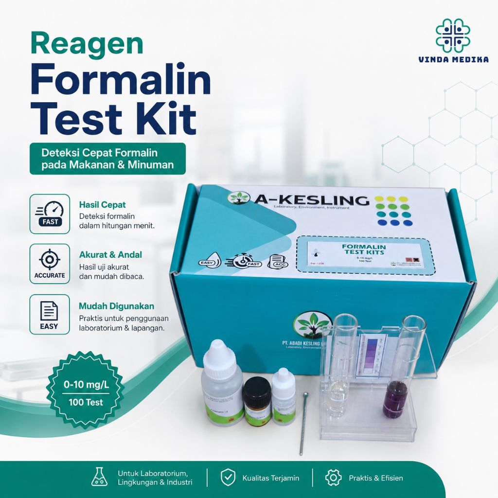 Reagen Formalin Test Kit A-Kesling 50-100 Test | Alat Uji Formalin Makanan Minuman Cepat Akurat