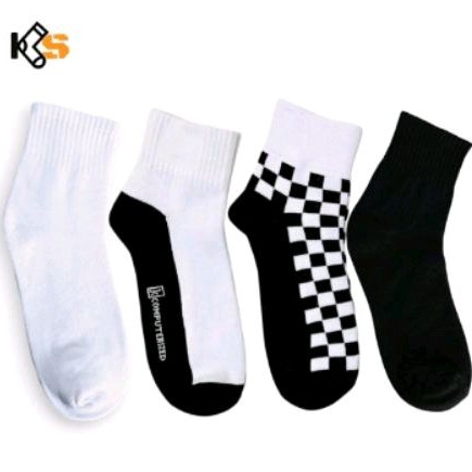 Paket 1 Lusin kaos kaki sport pendek motif catur dan polos,kaos kaki sekolah pendek