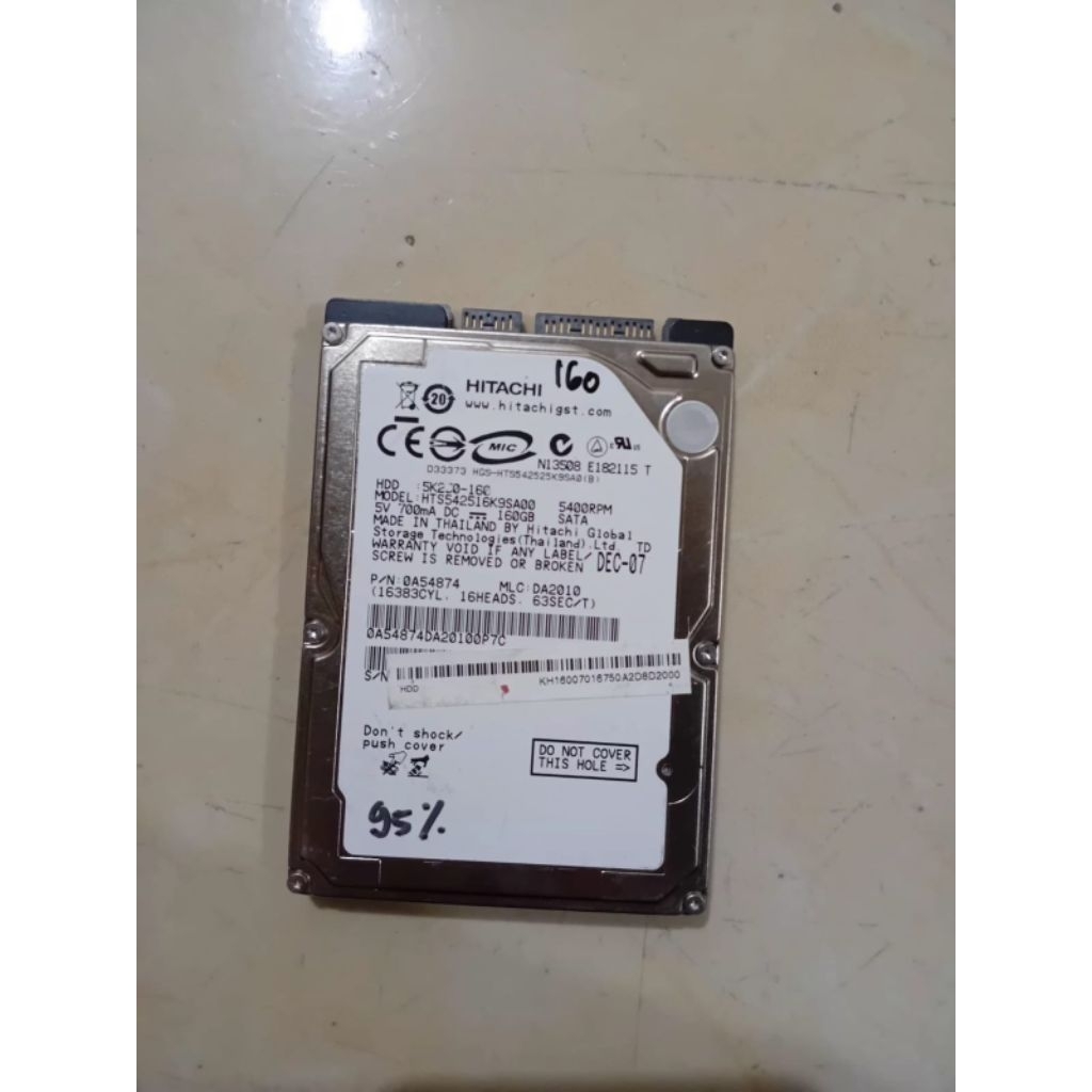 Hardisk Laptop 160GB Hitachi | Health 95% | Second