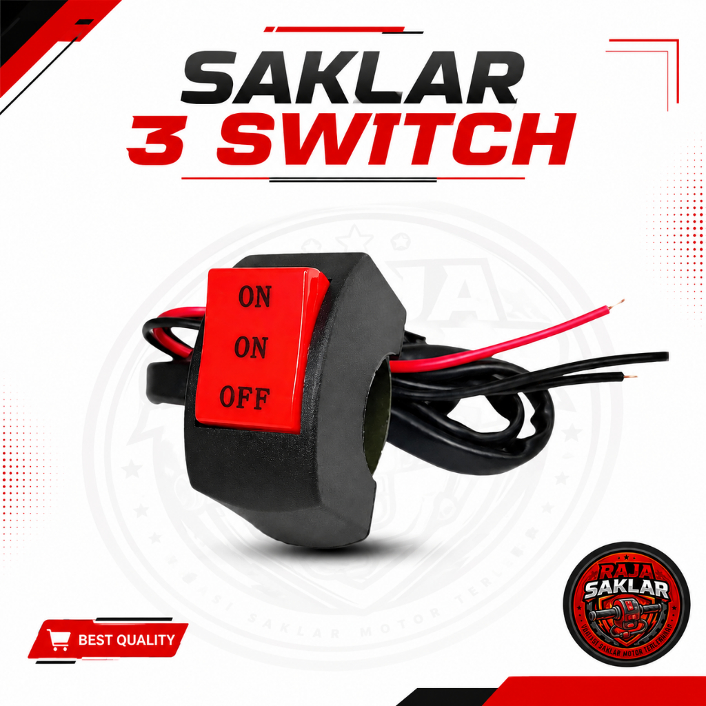 Saklar Switch Stang Motor ON ON OFF Lampu Tembak Motor 3 Kabel 2 Mode