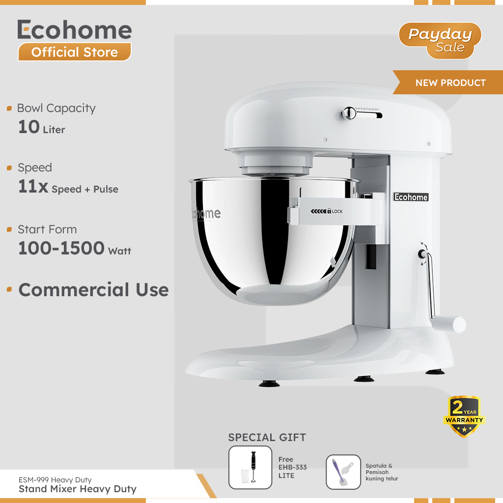 ECOHOME Stand Mixer Heavy Duty ESM999HD 10L Big Capacity Heavy Duty for Professional Use