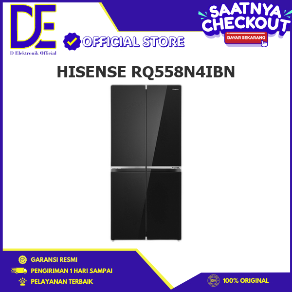 Kulkas HISENSE RQ558N4IBN Multidoor 4 Pintu 468L Ultra Thin & Space-Saving Design Inverter Pro Compr