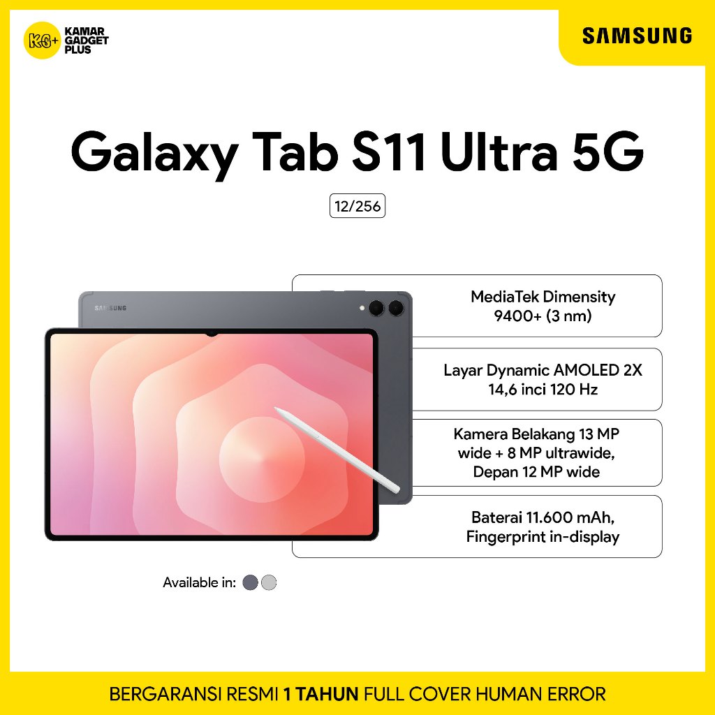 Samsung Galaxy Tab S11 Ultra 5G 12/256GB 14.6 AMOLED 11600mAh Garansi Resmi
