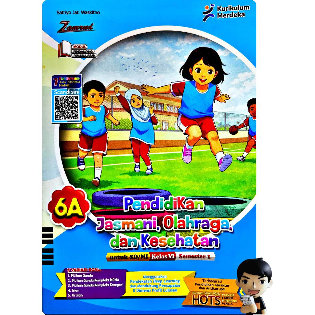 BUKU LKS PJOK PENJAS SD KELAS 6 SEMESTER 1 2026-2027 KURIKULUM MERDEKA Deep Learning | Zamrud PUTRA 