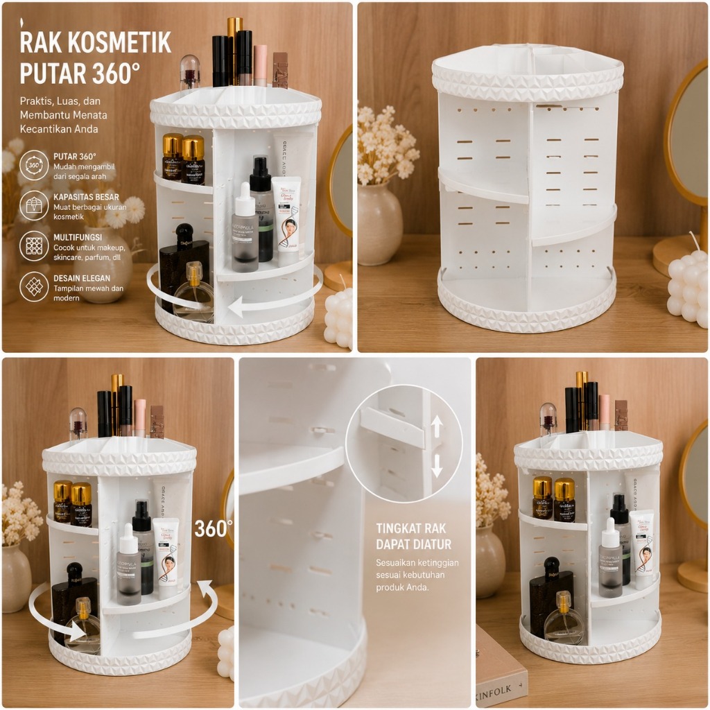 Rak Kosmetik Putar 360 / Rak Penyimpanan Make Up Aurel