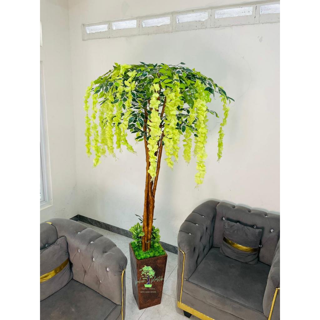 POHON WISTERIA  artificial / hiasan dekorasi rumah & kantor / pohon pojok tanaman gantung plastik / 