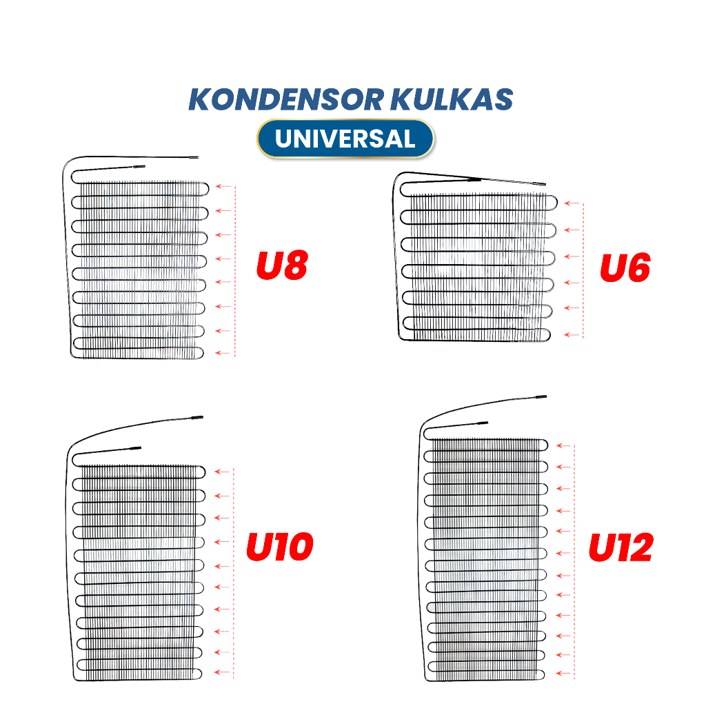 ( 4 Pcs Perdus ) Kondensor Kulkas Kondensor Showcase Bahan Tembaga Kondensor U6 Kondensor U8 Kondens