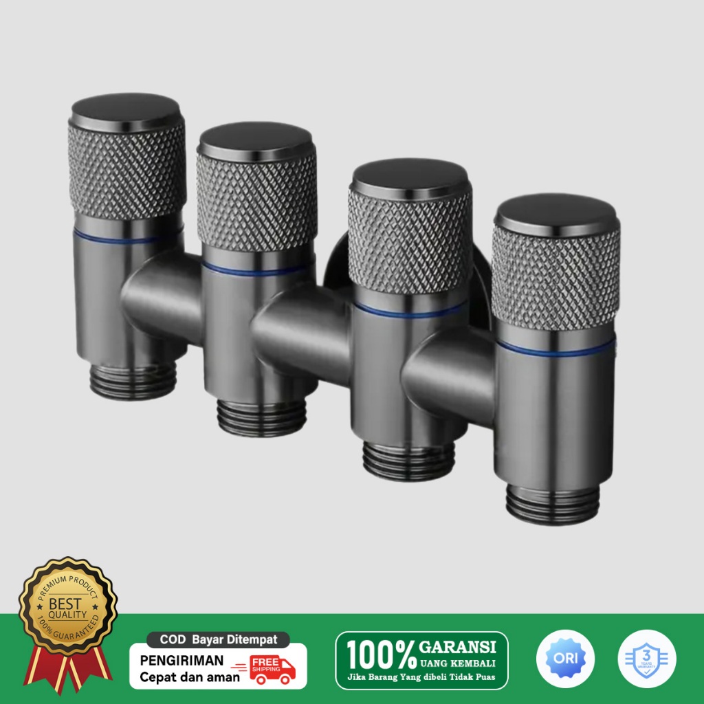 Kran Mesin Cuci Stainless 304 2 Cabang 3 Cabang 4 Cabang Auto Stop Anti Bocor Shower