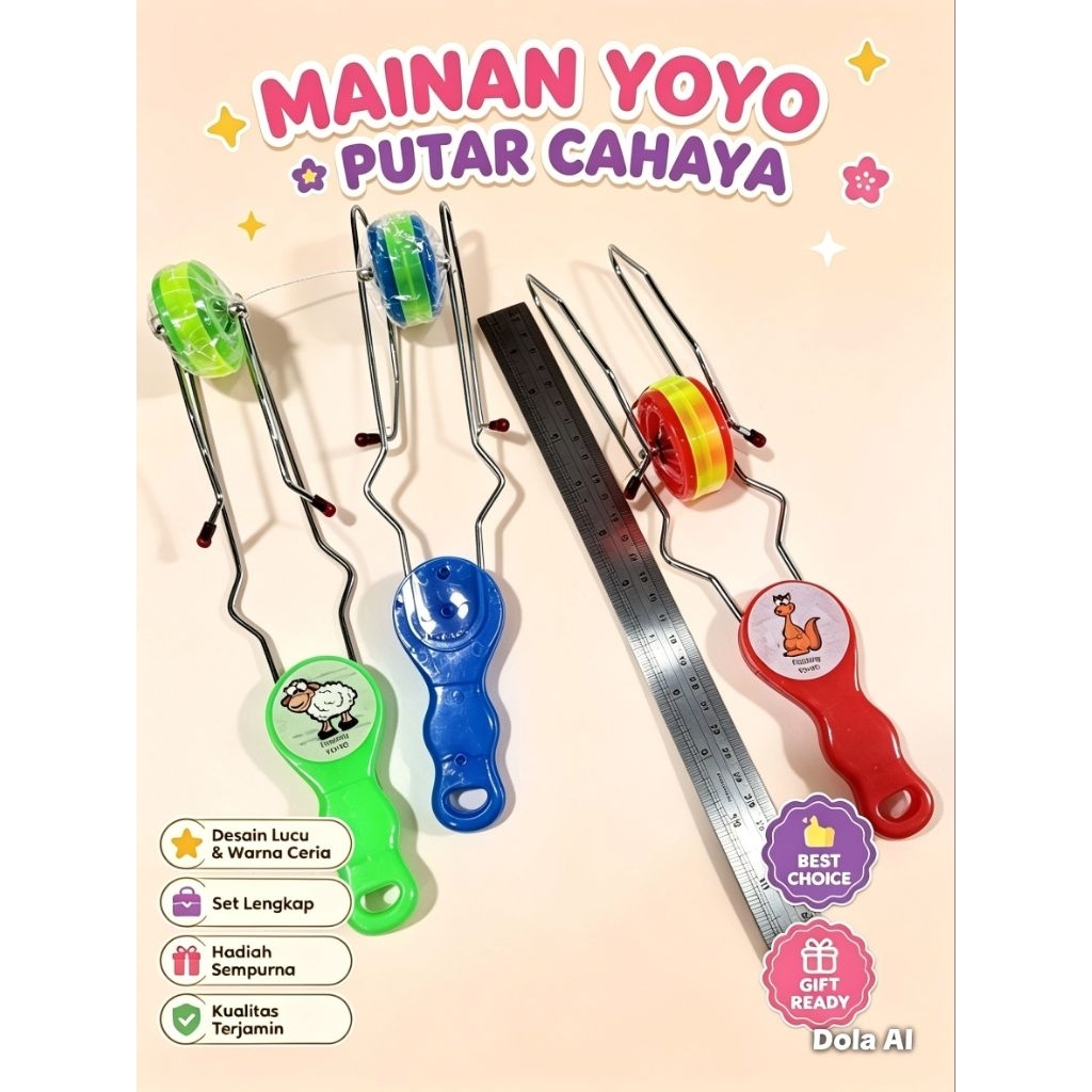 3Pcs Mainan Yoyo Putar Cahaya LED Anak  Yoyo Lampu Warna warni dengan Pegangan Mainan Edukatif Hadia