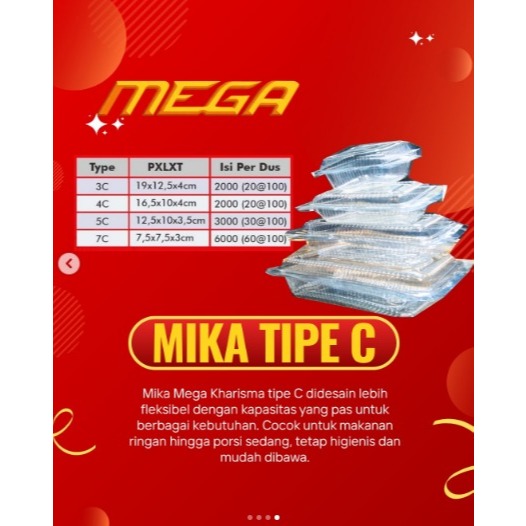 MIKA PLASTIK NASI MIKA JAJAN MERK MEGA KHARISMA UKURAN 1A 2A 3A 3C 4A 4C 4X 5A 5X 6A 6X 7C MIKA KUE